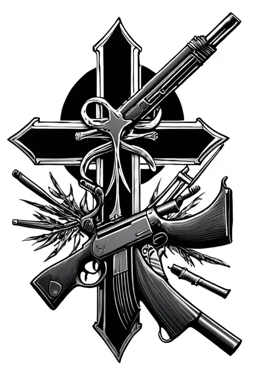 Cross And Hunting Rifle