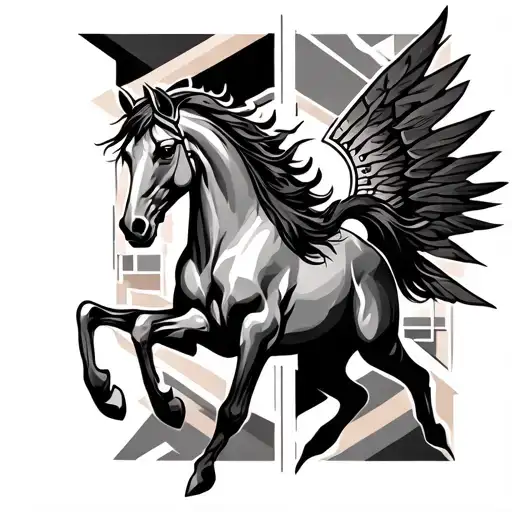 Greek Mythology Inspired Tattoo With Horse And Geometrics