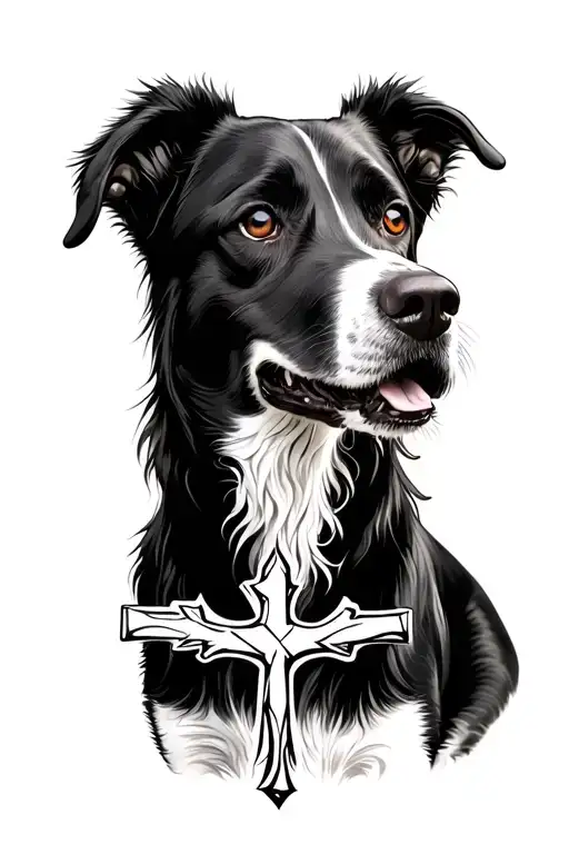 Cross And Hunting Dog