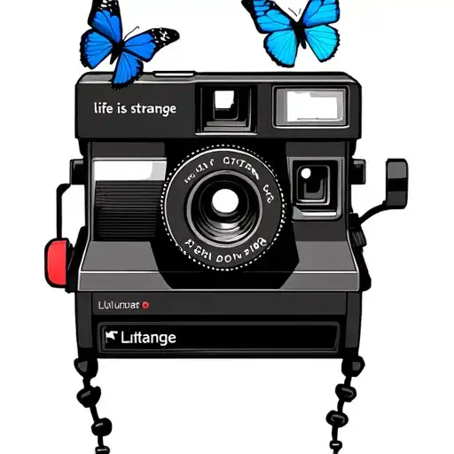 Life Is Strange Doe Face With Blue Butterfly And Polaroid Camera