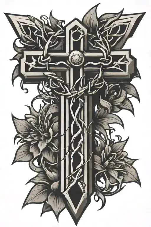 Cross With Crown Of Thorns