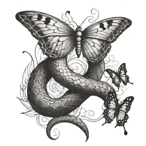 Snake And Butterflies