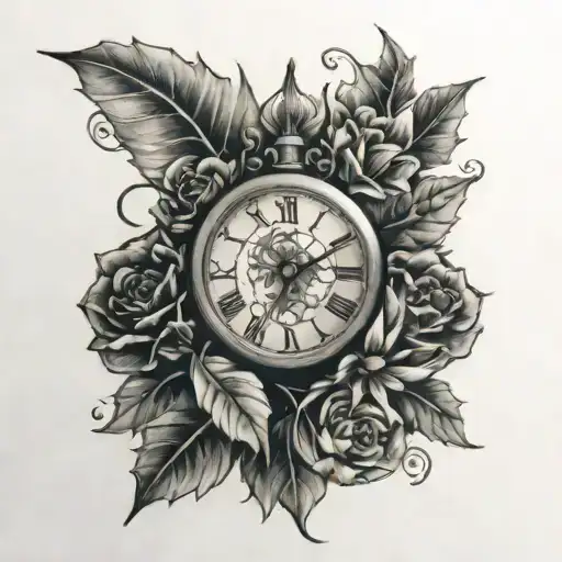 Holly And Carnation Surrounding Clock Face