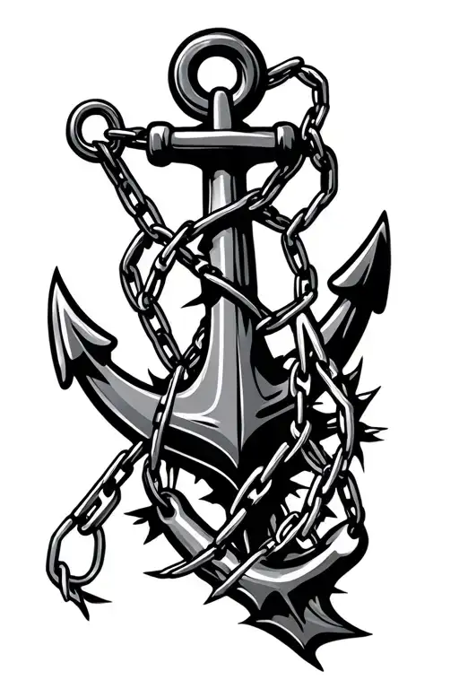 Anchor With Broken Chainsan Anchor Symbolizes Stability And Strength And Broken Compas