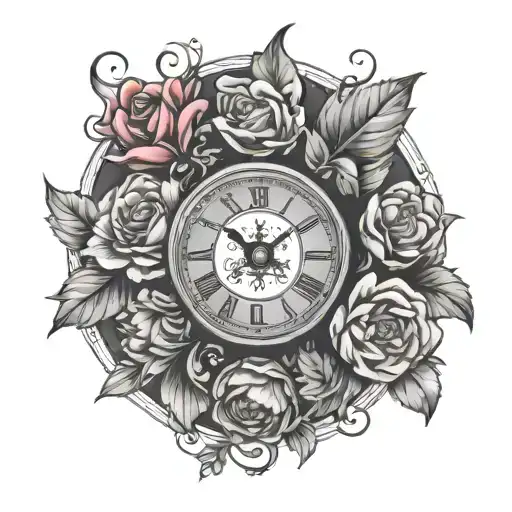 Holly And Carnation Surrounding Clock Face