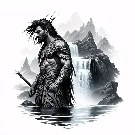 Warrior And Waterfall