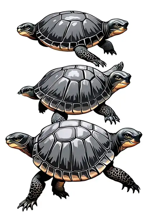 6 Turtles All Different Sizes Flying