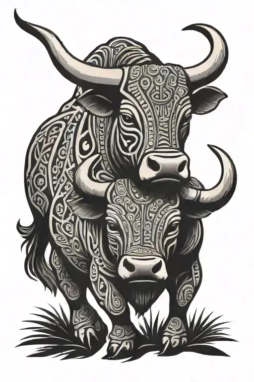 Minimalist Polynesian Bull With Date 29 04 2017 And 29 04 2020 Integrated