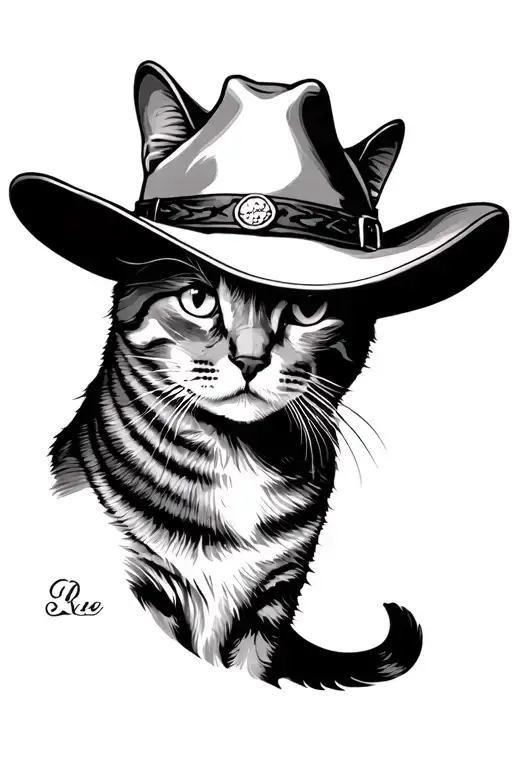 Cat With Cowboy Hat Portrait