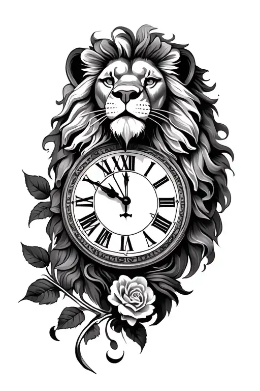 Lion Rose Clock Face