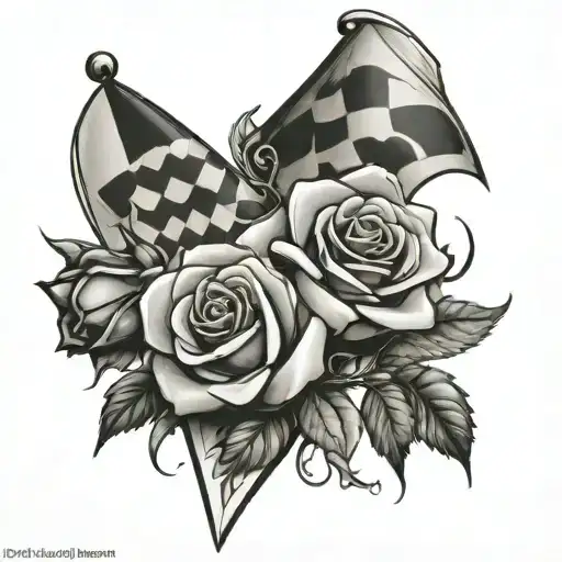Racing Flags And Roses