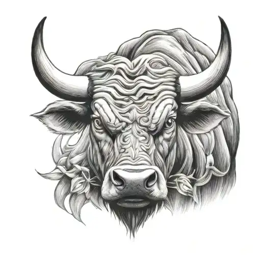 Bulls Face Blue Eyes Looking