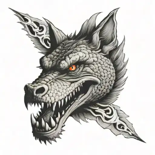 Crocodile Vs Wolf Head