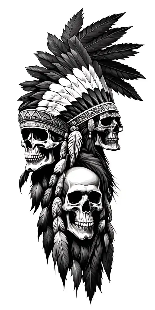 Native American Sleeve Skulls Chief