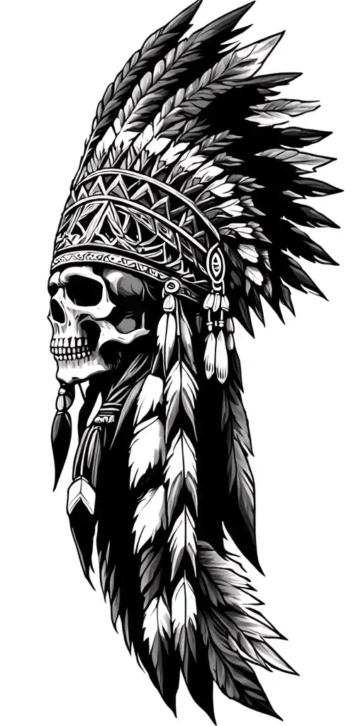 Native American Sleeve Skulls Chief Headress