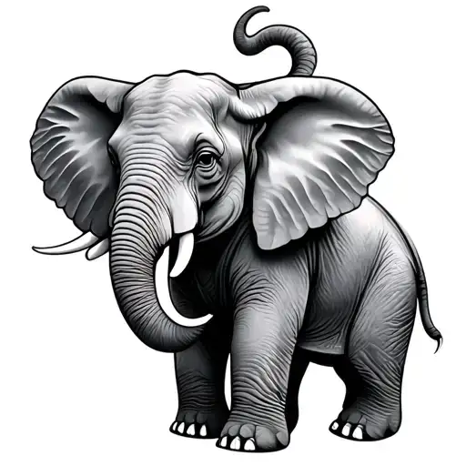 Elephant With Trunk Up