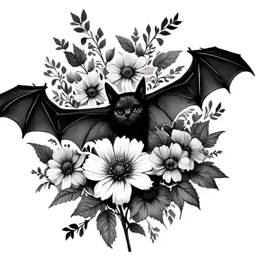 Bats And Wildflowers Stencil