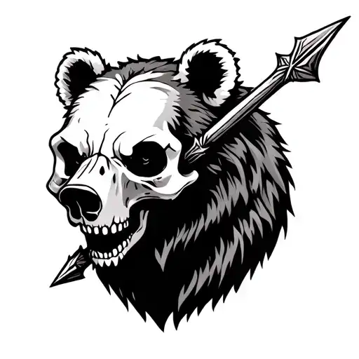 Bear Skull With Spear Peircing It