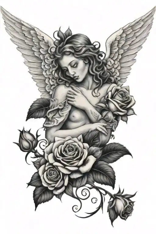 Angel With Roses Backdrop Showcasing