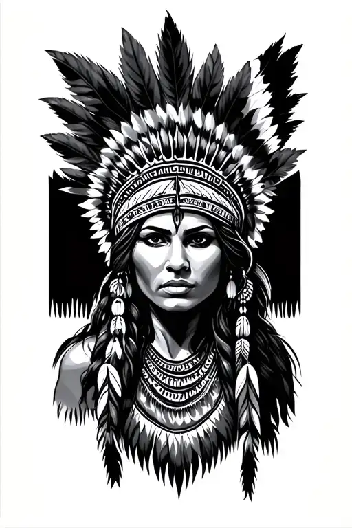 Native American Women With Wild Head Head Piece