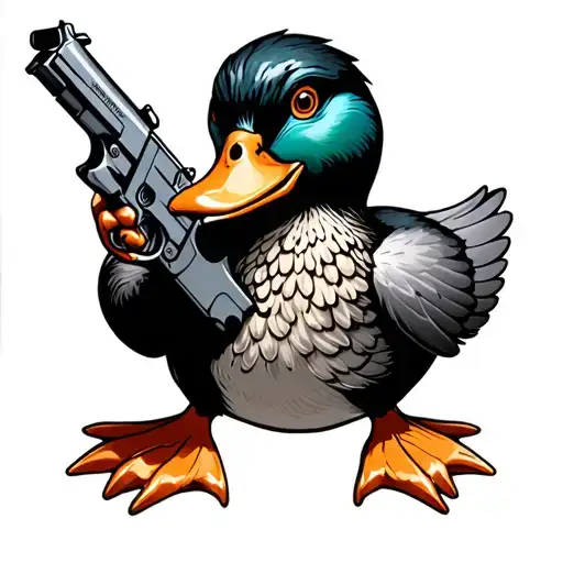 Duck Holding A Gun