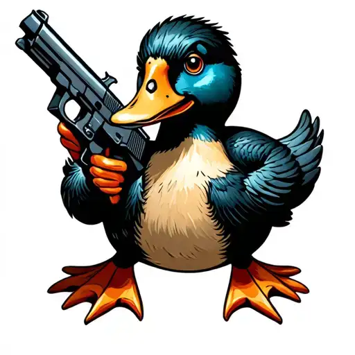 Duck Holding A Gun