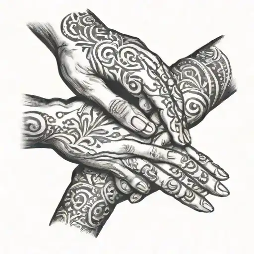 3 Hands Holding Each Other In Side Circle