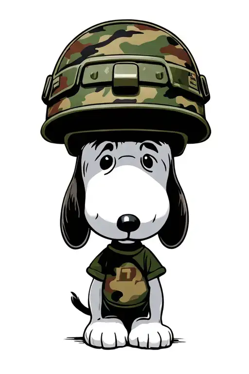 Snoopy In Army Camo Helmet