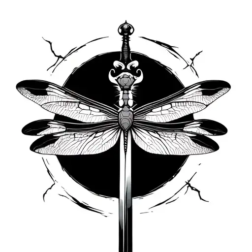 Simple Dragonfly With Sword Through The Middle