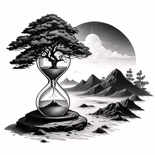 Tree Hourglass Sand Running Tree In Hourglass
