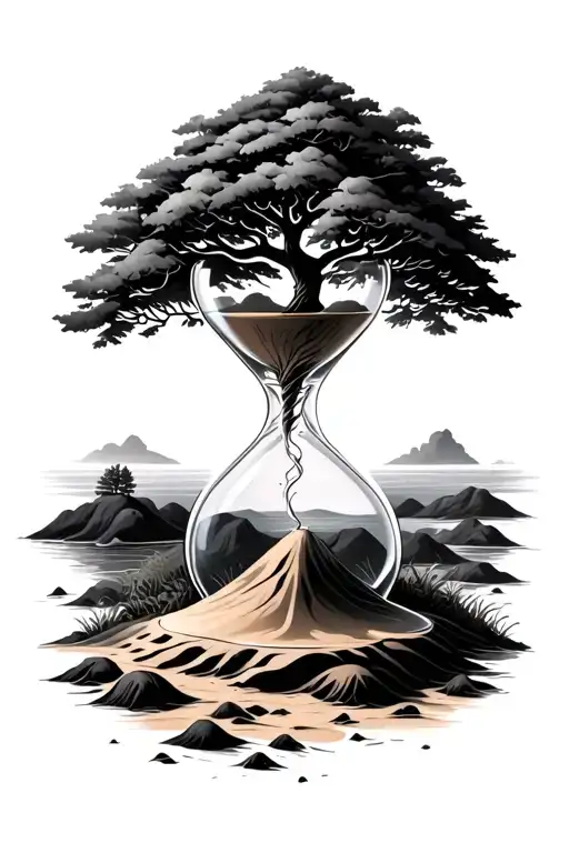 Tree Hourglass Sand Running Tree In Hourglass