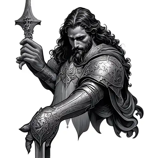 Creation Of Adam Hands Touching Medieval Knight