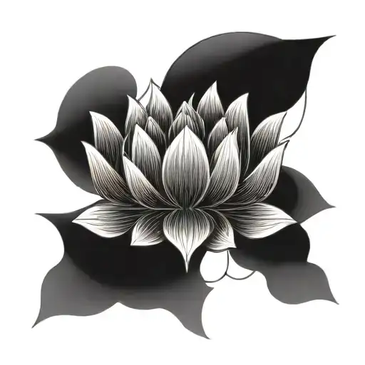 Geometric Lotus Flower With The Bottom Half Resembling A Phoenix