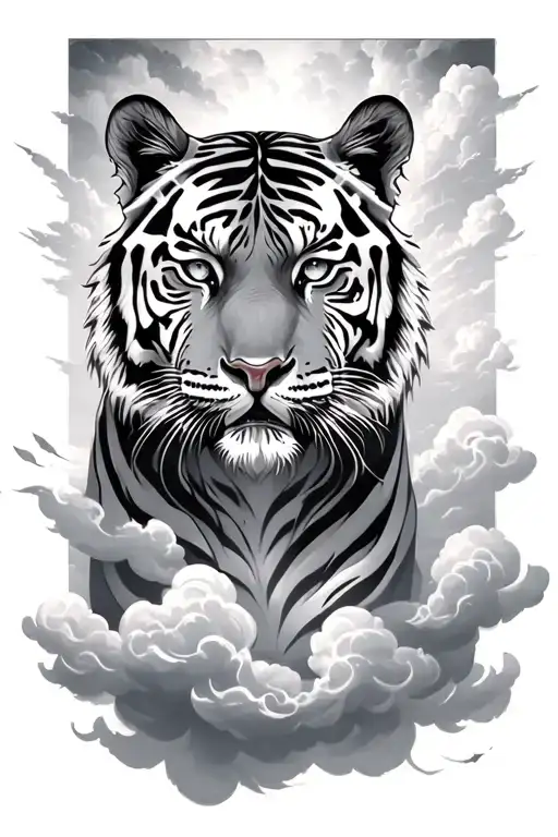 Heaven Gates With Tigers Eyes In Clouds Looking