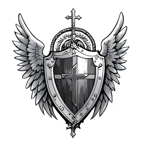 Saint Micheals Shield With Wings Behind