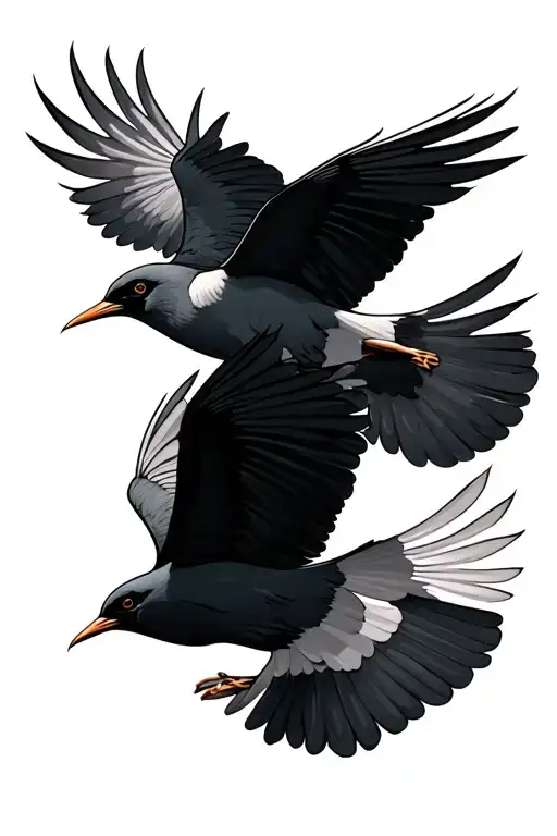 Two Birds Flying With Mcmlvii