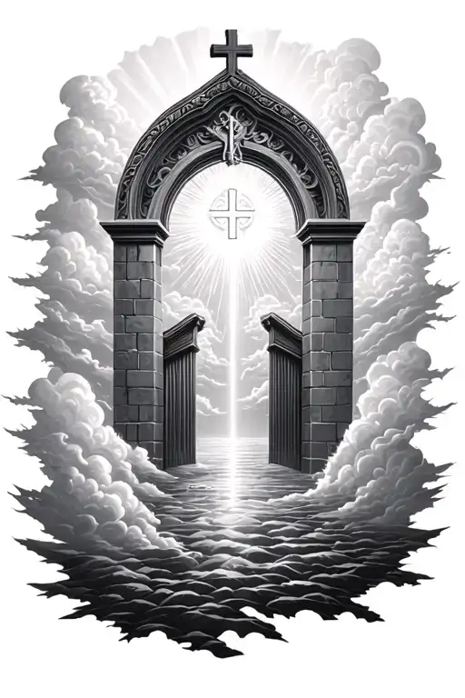 Heaven Gates With Clouds And Cross I