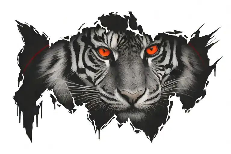 Tiger Eyes With Red Ink And Writing