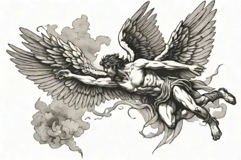 Icarus Falling While Reaching Towards The Sky