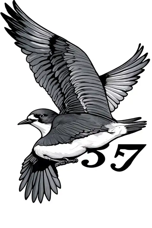 Two Birds Flying With 1957 In Roman Numerals Intertwined