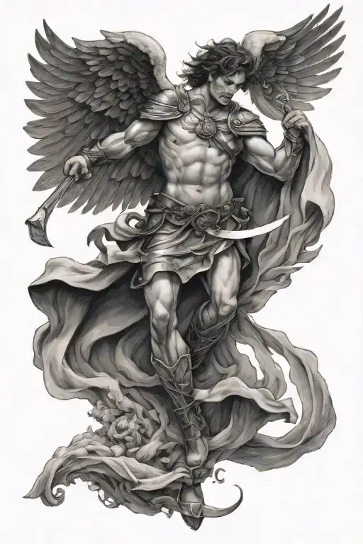A Male Warrior Angel About To Kill Himself And Be Kicked Out Of Heaven