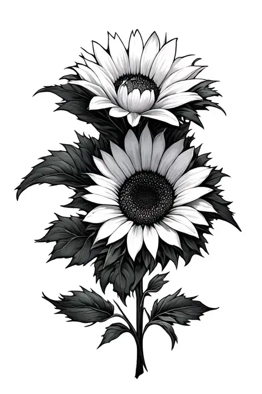 A Lillly And A Sunflower Interwind