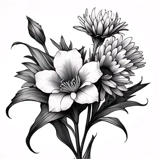 Gladiolus And Chrysanthemum