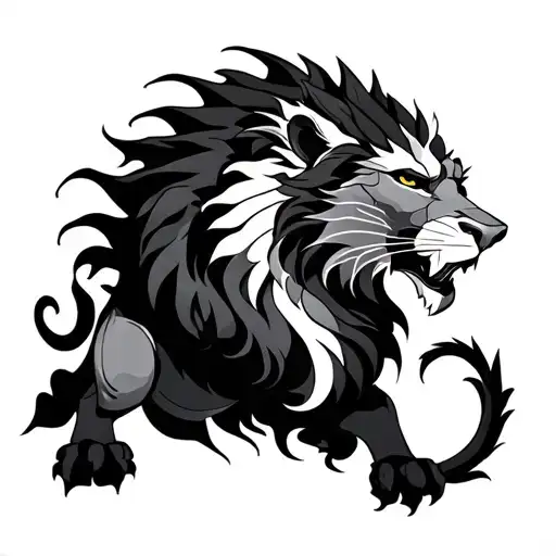 Lion And Dragon Black And White