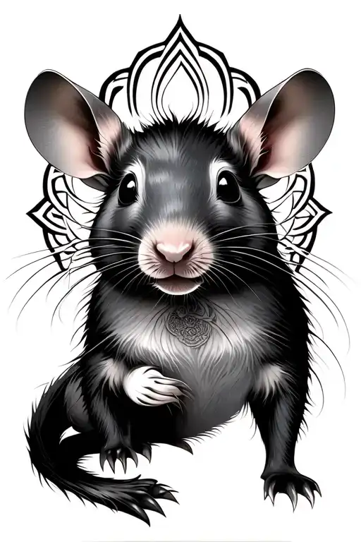Chinese Zodiac Rat With A Mandala Above It