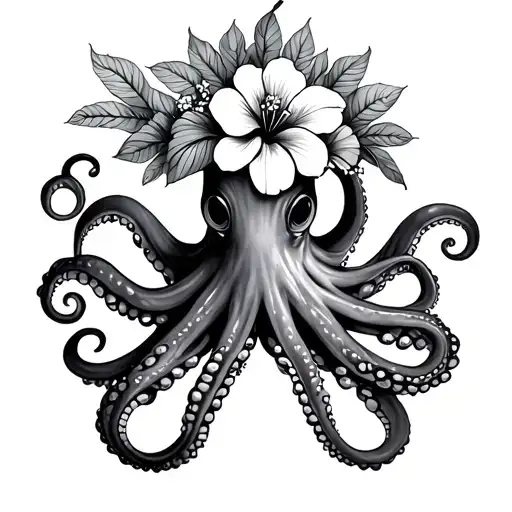 Octopus With Hibiscus Flower Crown