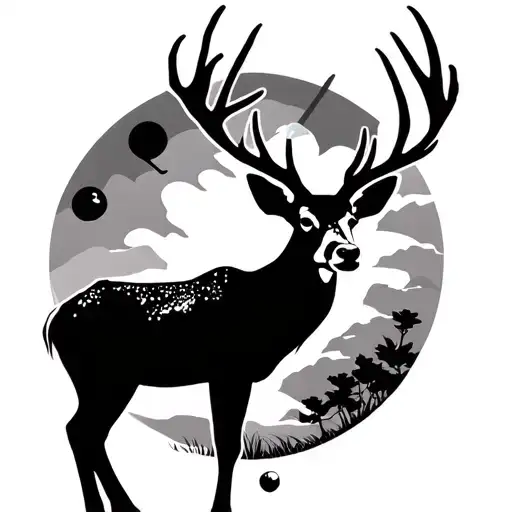 Golf Course With Deer Silhouette