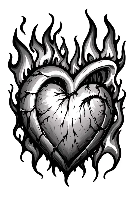 A Heart Surrounded By Flames