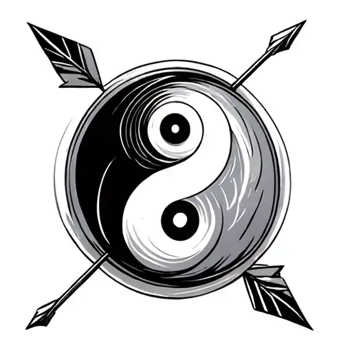 Arrow Design With Ying Yang Symbol