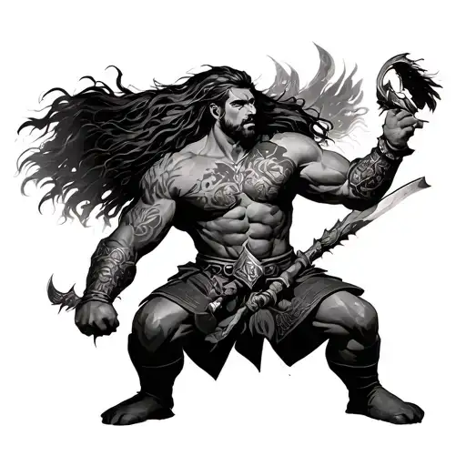 Cumman Warrior Battling